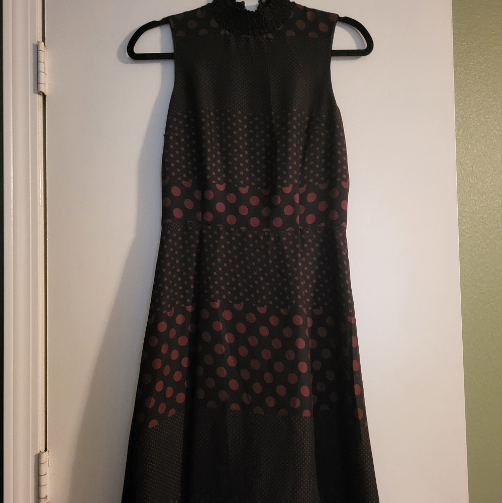 Who What Wear Black with red polka dots Midi dress